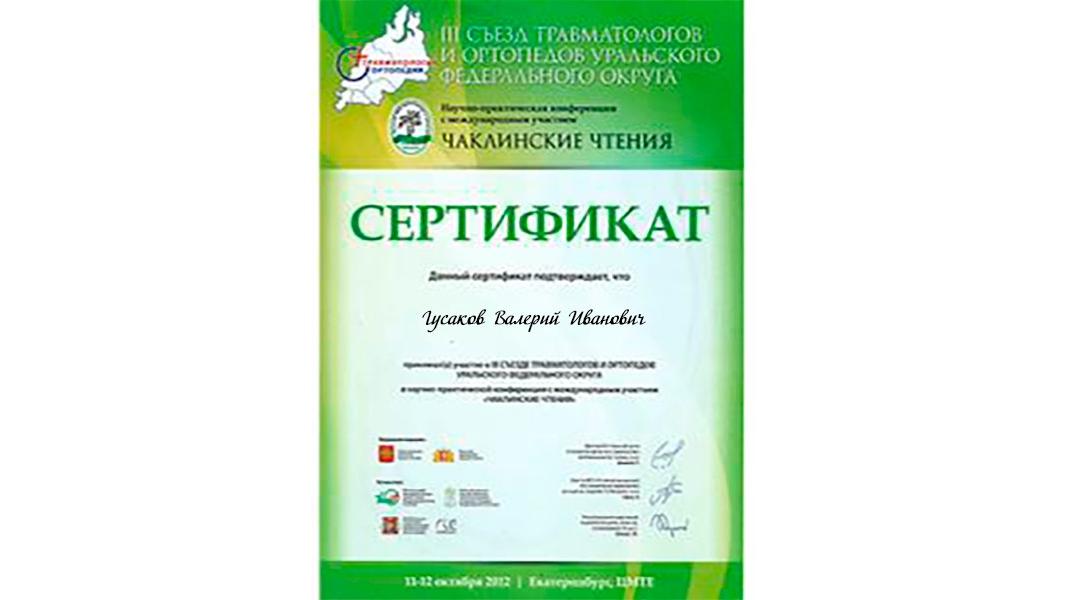 Сертификат участника конференции Чаклинские чтения